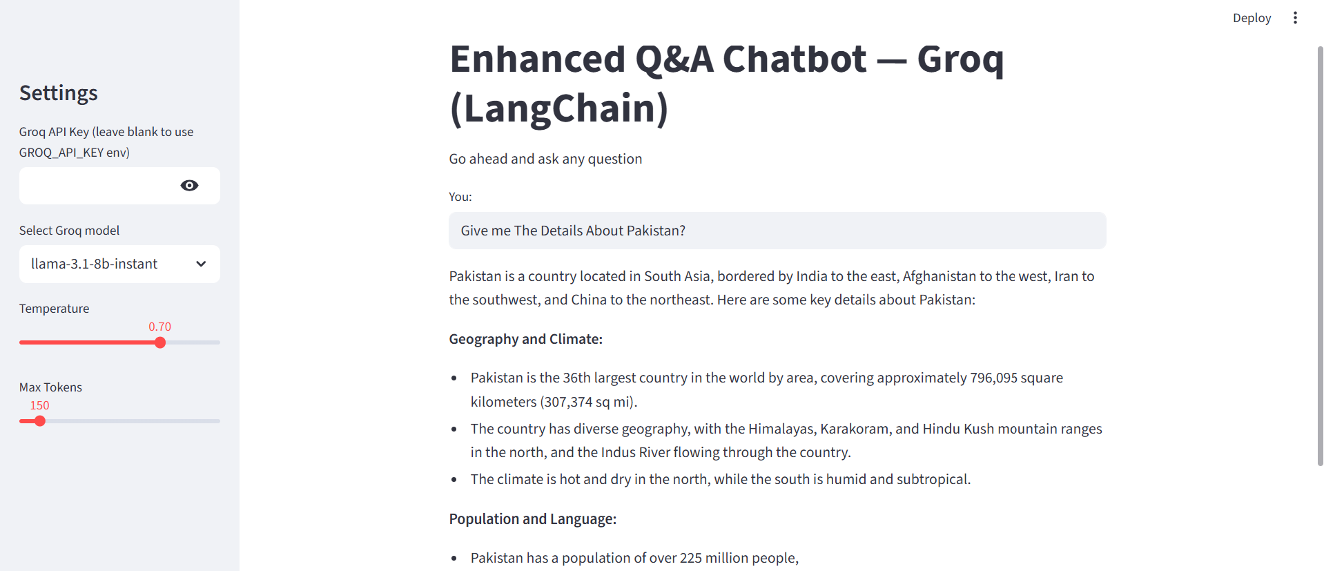 Q&A Chatbot with Groq