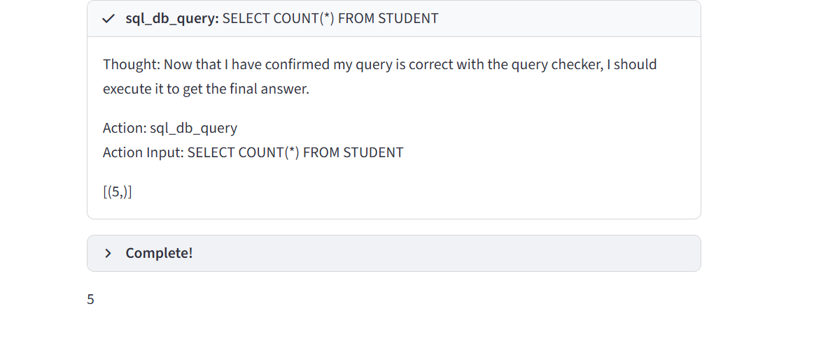 Query Results Display